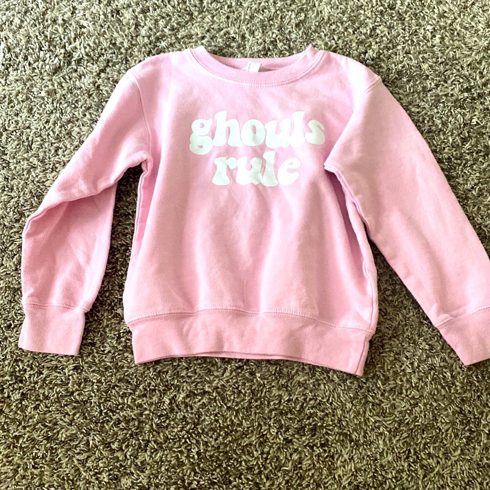 Girls’ Pink “Ghouls Rule” Crew Sweatshirt